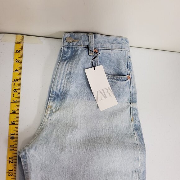Zara Womens Grunge Skater High Rise Wide Leg Jeans Size 4 Indie Distressed NWT - Picture 11 of 15